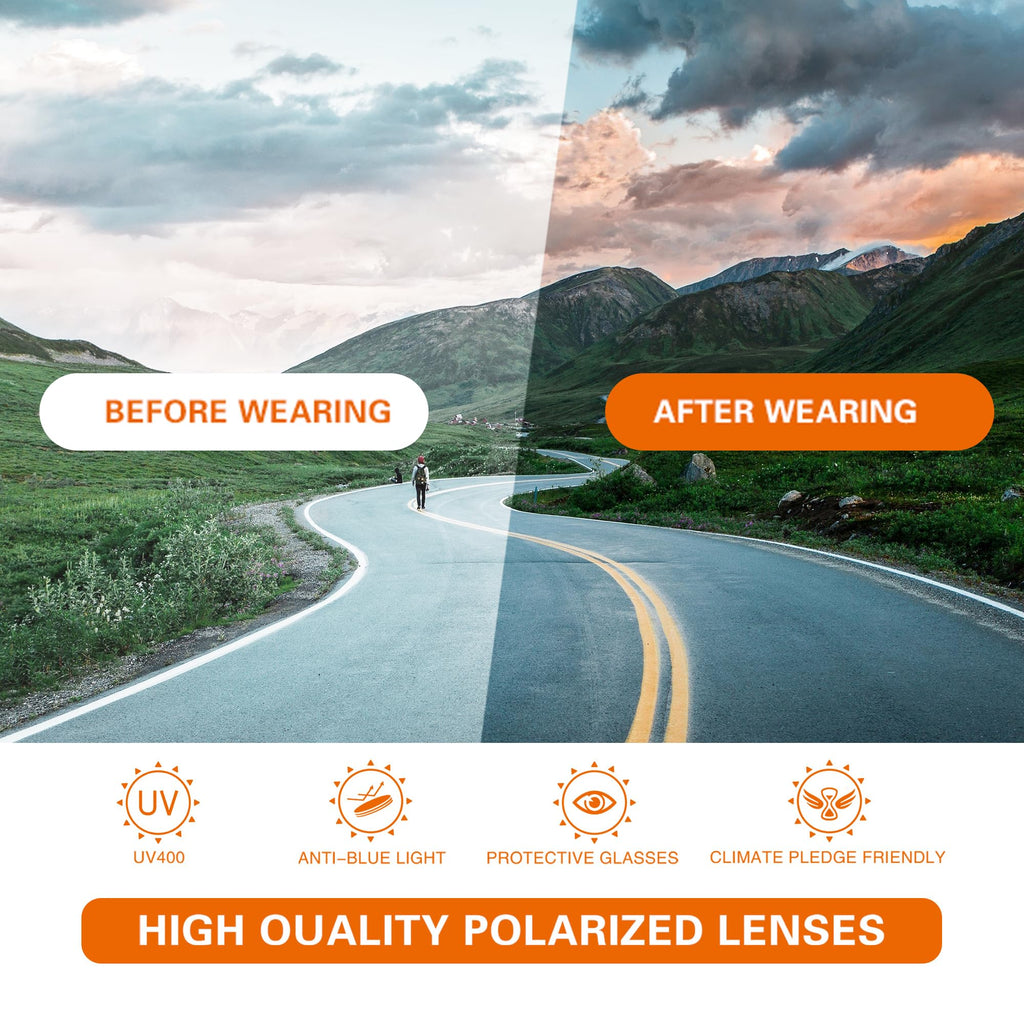 Polarized Sunglasses, UV400 Protection Wrap Around Sun Glasses for Golf Fishing Running Driving